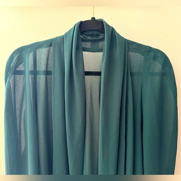 Vintage Boho Handmade Anonymous Emerald Green Ruffle Evening Jacket Duster L/XL - Picture 3 of 7
